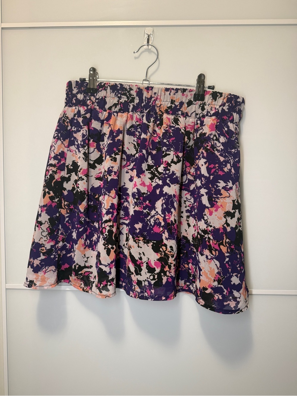 Dynamite Purple, Pink & Orange Abstract Floral Skirt